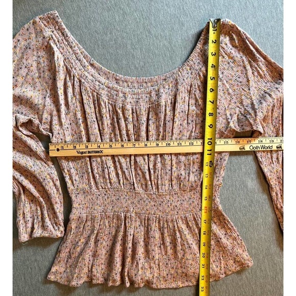 Hippie Rose Womens Casual Top Multicolor Floral Long Sleeve Smocked Boho XL - Picture 4 of 9